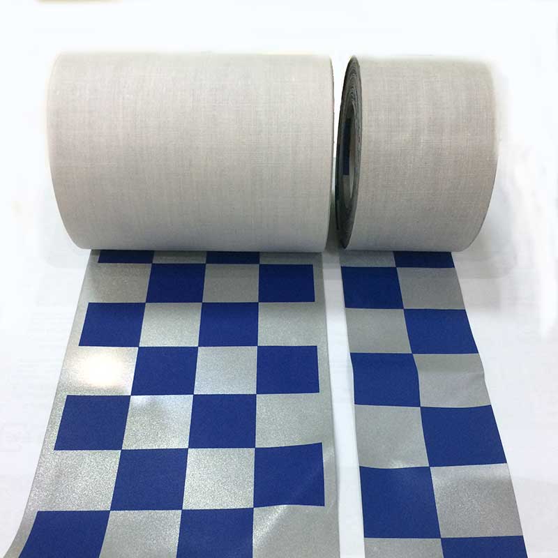 亮银TC反光布印刷方格 安全警示服用方格反光带